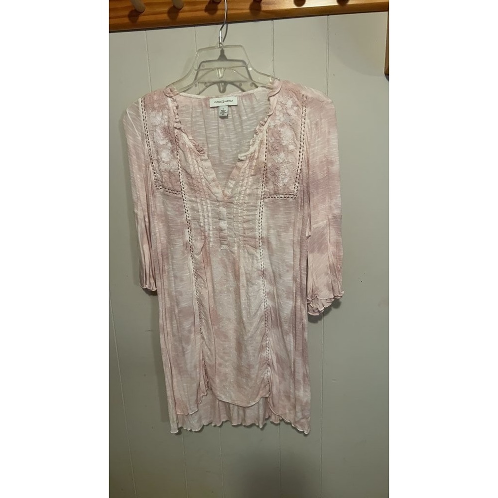 Vintage America Pink Lace Detail Tunic Top